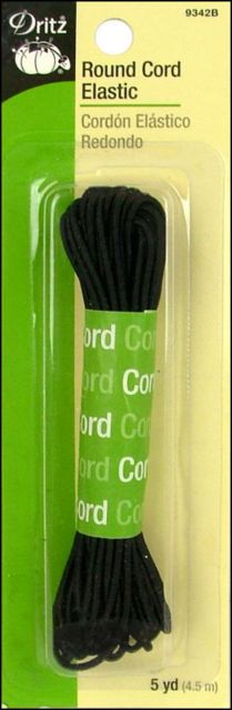Dritz Elastic Cord Round 5yd Pkg Black