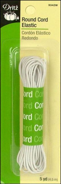 Dritz Elastic Cord Round 5yd Pkg White