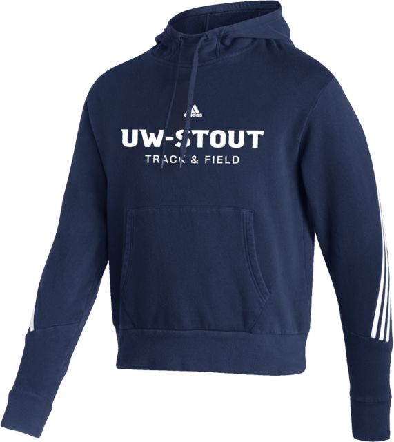 UW Stout Adidas Pullover Hood Track and Field Wordmark Adidas- ONLINE ONLY