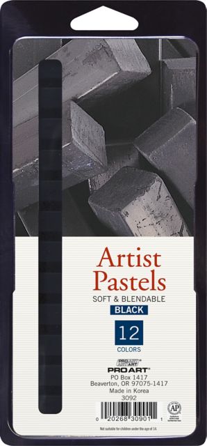 Pro Art Black Square Artist Pastel 12 Pack